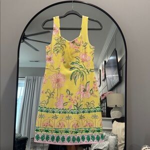 NWT Lilly Pulitzer Yellow Floral Shift Dress with Pink and Green Accents